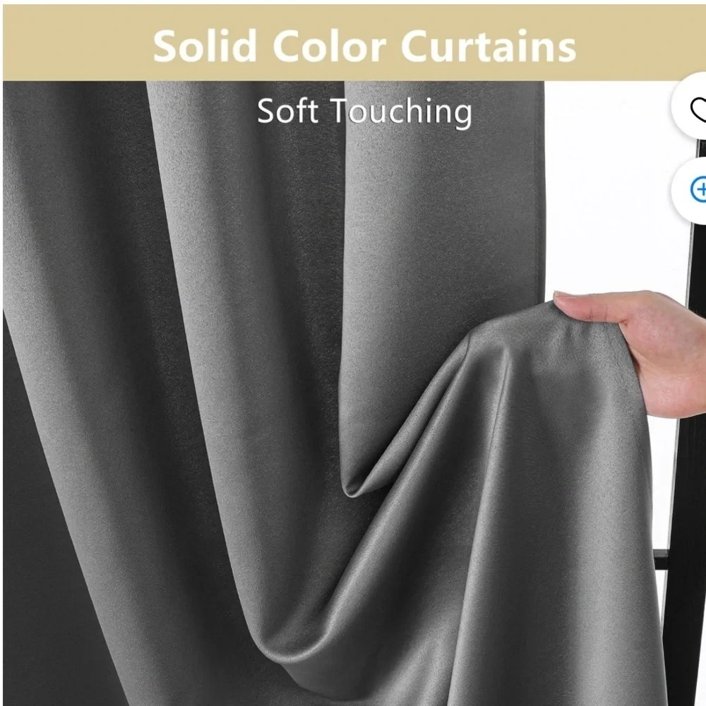 GWINE Light Grey Blackout Curtains Room Darkening Window Treatment Short Curtain